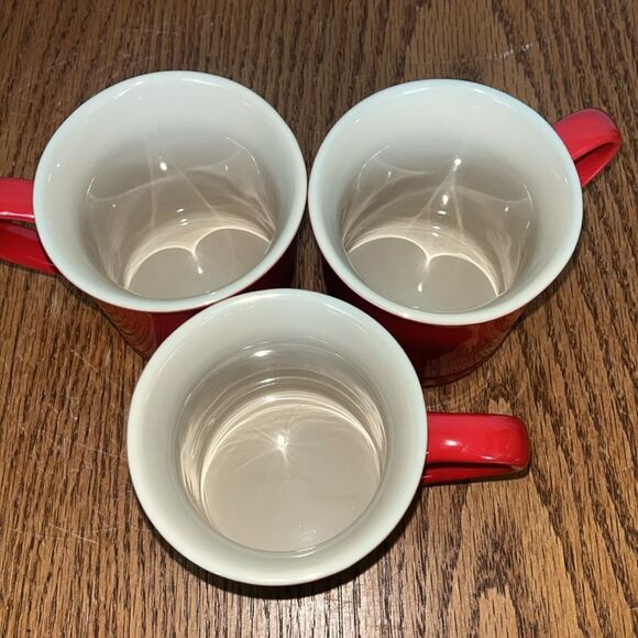 Set B- Le Creuset Stoneware Coffee Mugs Set of 3 In Cerise - 12 oz - Picture 5 of 5